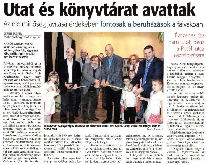 Zalai Hírlap 2018 11 24 273sz 03old - Utat és könyvtárat avattak.jpg Zalai Hírlap 2018 11 24 273sz 03old - Utat és könyvtárat avattak.jpg